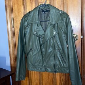 Forever 21 Olive green leather jacket